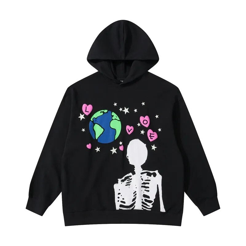 Skull Earth Retro Hoodie