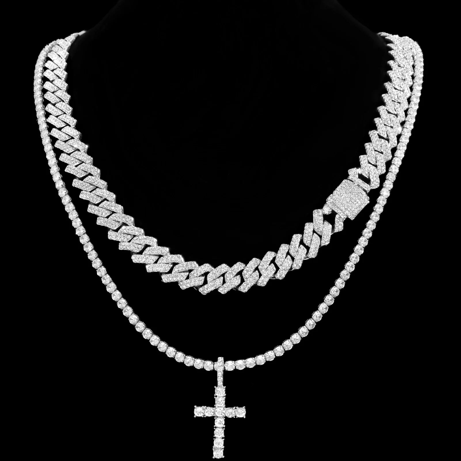 Cross Iced Cuban Link Set