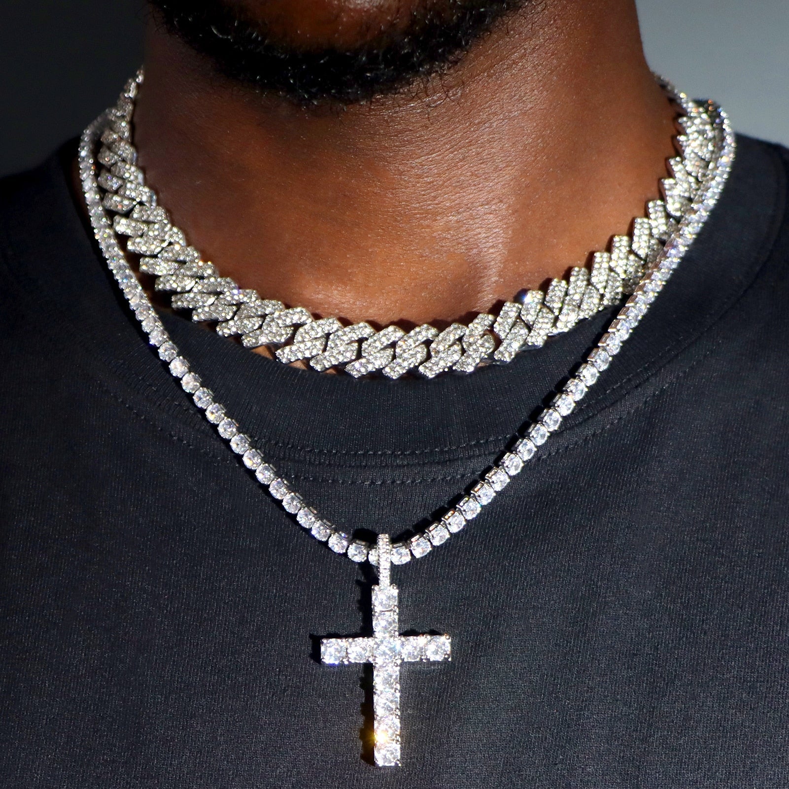 Cross Iced Cuban Link Set